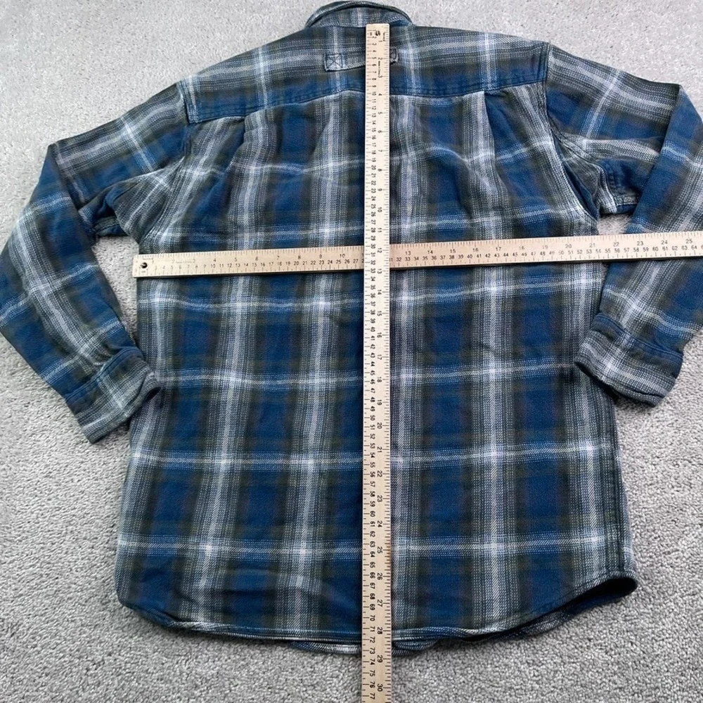 Duluth Shirt Mens Small‎ Blue Grey Heavy Burlyweight Flannel Workwear Tradesman